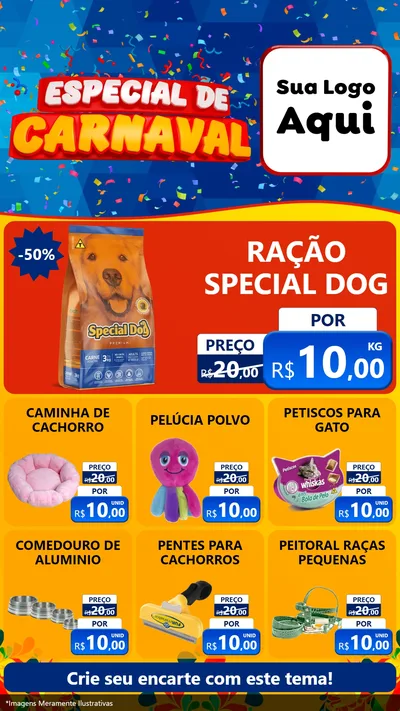 Modelo de Rede Social para Stories com o tema Especial de Carnaval para Pet Shop