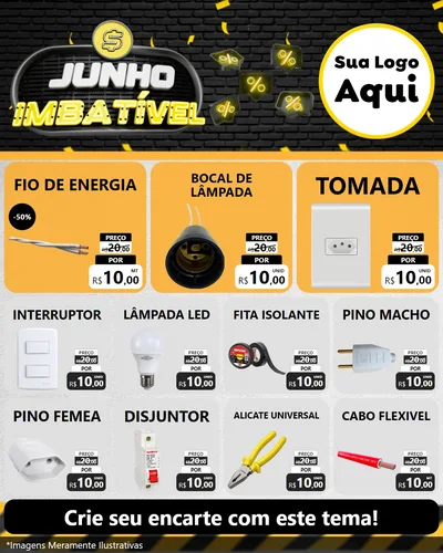 Modelo de Rede Social para Feed Instagram com o tema Junho Imbatível para Materiais Elétricos