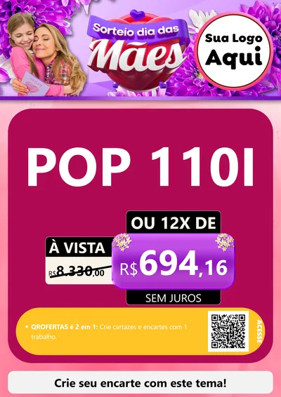 Modelo de Cartaz para Cartaz A4 Vertical com o tema Sorteio Dia das Mães para Concessionaria de Motos