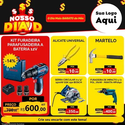 Modelo de Rede Social para Feed Facebook com o tema Nosso Dia D para Maquinas e Ferramentas