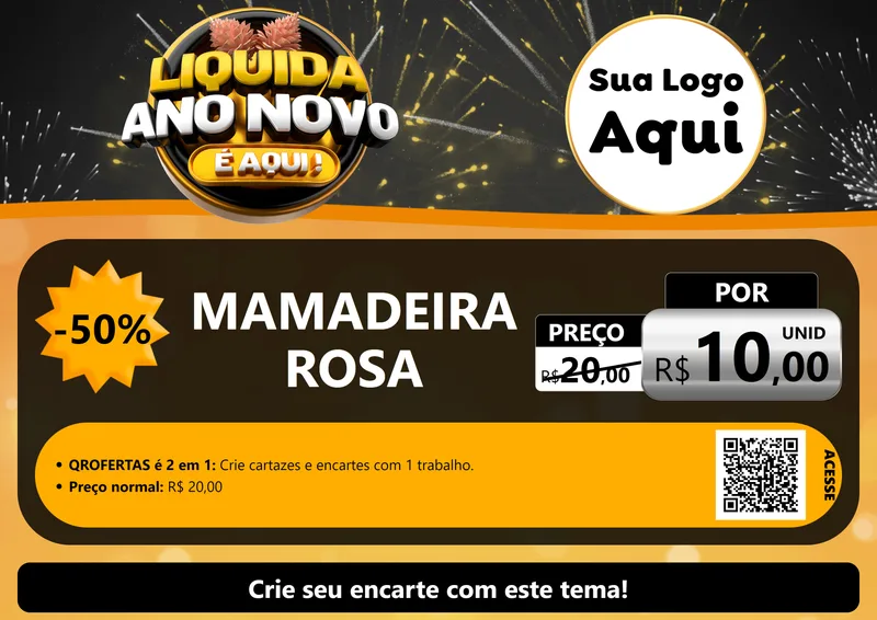 Modelo de Cartaz para Cartaz A4 Horizontal com o tema Liquida Ano Novo É Aqui! para Bebês