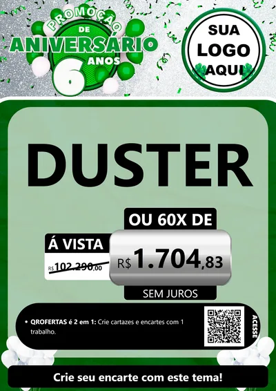 Modelo de Cartaz para Cartaz A4 Vertical com o tema Promoção de Aniversário - 6 Anos para Concessionaria de Carros