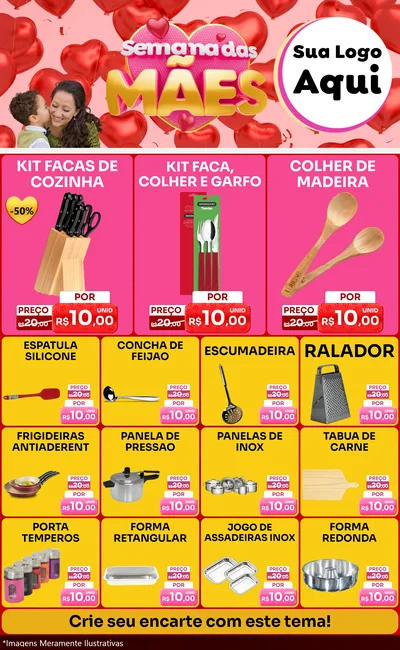 Modelo de Encarte para Encarte Grande com o tema Semana Das Mães para Utilidades Domésticas
