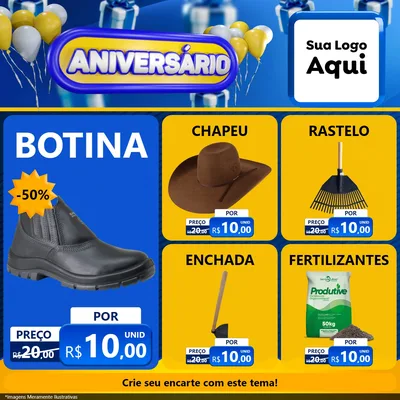 Modelo de Rede Social para Feed Facebook com o tema Aniversário para Agropecuária