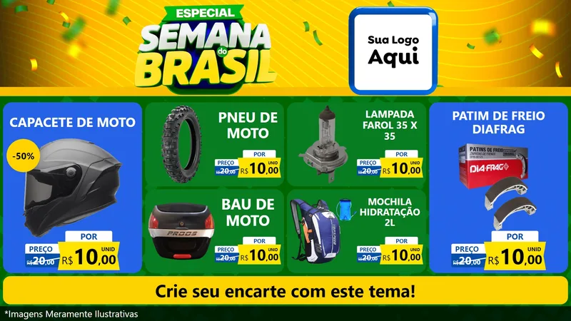 Modelo de TV para TV Horizontal com o tema Especial Semana do Brasil para Moto peças