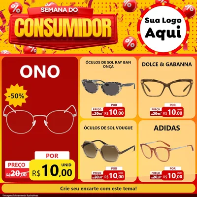 Modelo de Rede Social para Feed Facebook com o tema Semana do Consumidor para Óticas