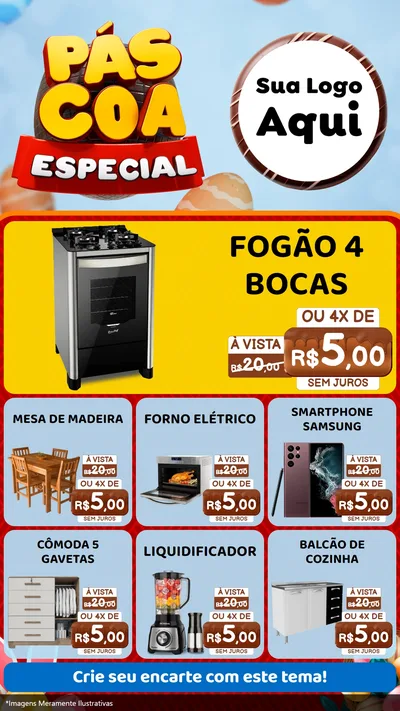 Modelo de Rede Social para Stories com o tema Páscoa Especial para Móveis e Eletro