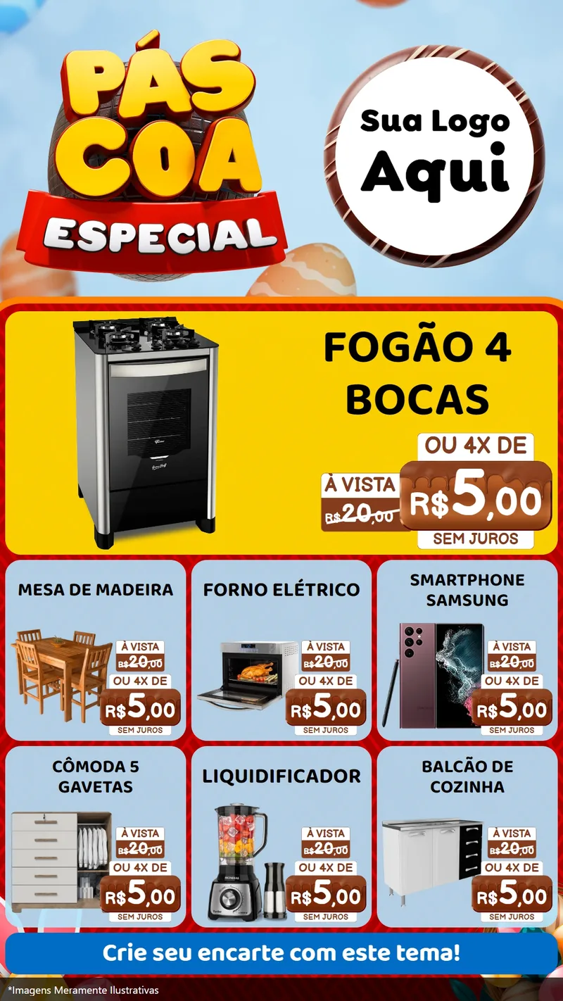 Modelo de Rede Social para Stories com o tema Páscoa Especial para Móveis e Eletro