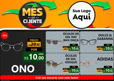 Modelo de Encarte para Encarte A4 Horizontal com o tema Mês do Cliente para Óticas