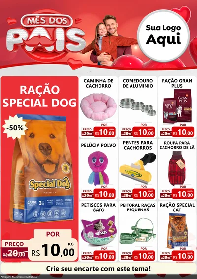 Modelo de Encarte para Encarte A4 Vertical com o tema Mês dos Pais para Pet Shop