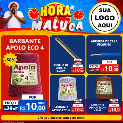 Modelo de Rede Social para Feed Facebook com o tema Hora Maluca para Armarinho e Aviamentos