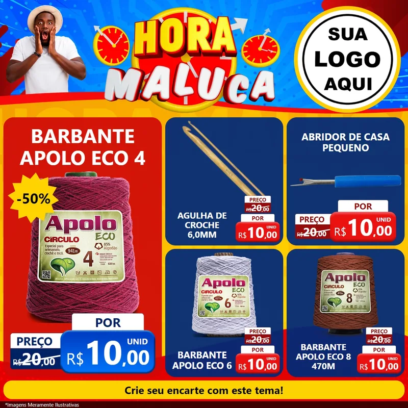 Modelo de Rede Social para Feed Facebook com o tema Hora Maluca para Armarinho e Aviamentos