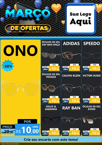 Modelo de Encarte para Encarte A4 Vertical com o tema Março de Ofertas para Óticas