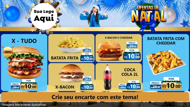 Modelo de TV para TV Horizontal com o tema Ofertas de Natal para Hamburgueria