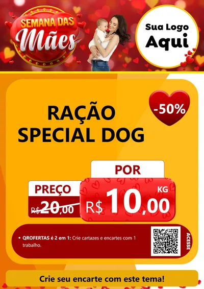 Modelo de Cartaz para Cartaz A4 Vertical com o tema Semana das Mães para Pet Shop