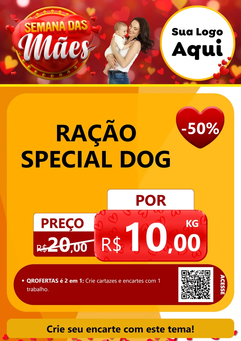 Modelo de Cartaz para Cartaz A4 Vertical com o tema Semana das Mães para Pet Shop