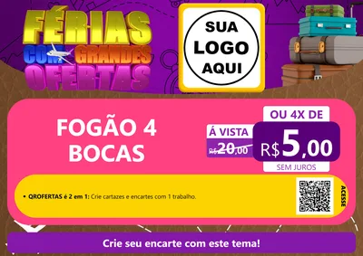 Modelo de Cartaz para Cartaz A4 Horizontal com o tema Férias com Grandes Ofertas para Móveis e Eletro