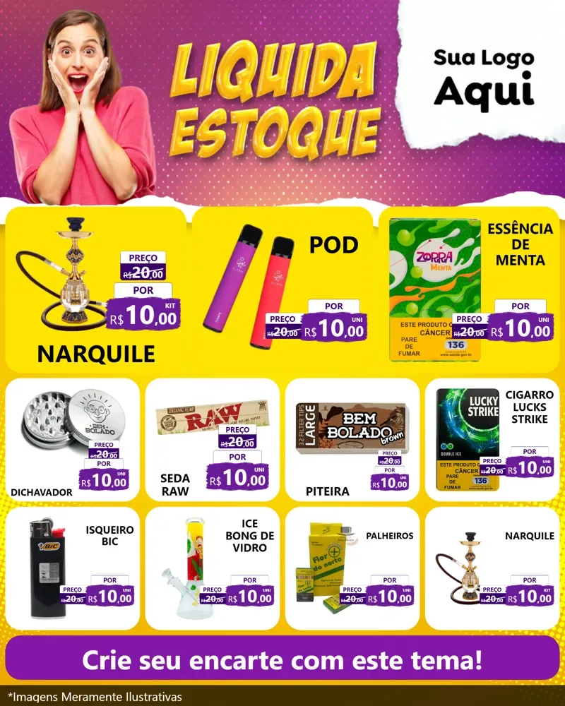 Modelo de Rede Social para Feed Instagram com o tema Liquida estoque para Tabacaria
