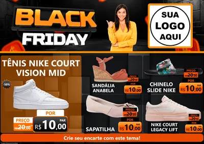 Modelo de Encarte para Encarte A4 Horizontal com o tema Black Friday para Calçados