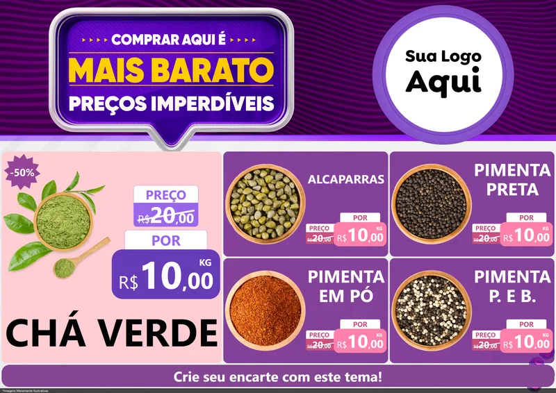 Modelo de Encarte para Encarte A4 Horizontal com o tema Mais Barato para Produtos Naturais