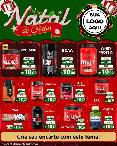 Modelo de Rede Social para Feed Instagram com o tema Um Natal de Ofertas para Suplementos alimentares