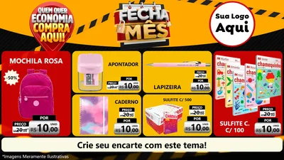 Modelo de TV para TV Horizontal com o tema Fecha Mês para Papelaria