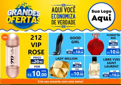 Modelo de Encarte para Encarte A4 Horizontal com o tema Grandes Ofertas para Perfumes
