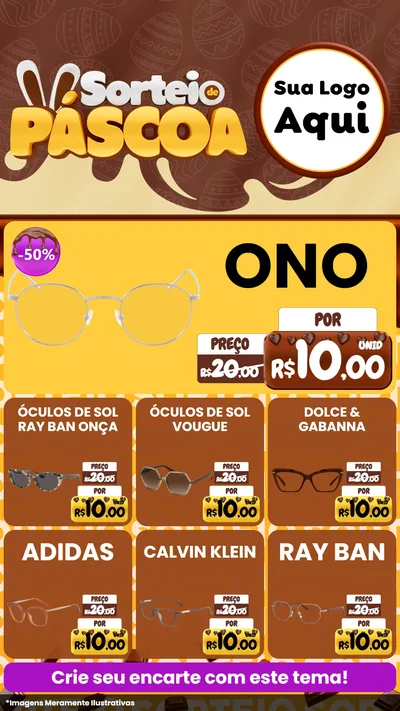 Modelo de Rede Social para Stories com o tema Sorteio de Páscoa para Óticas