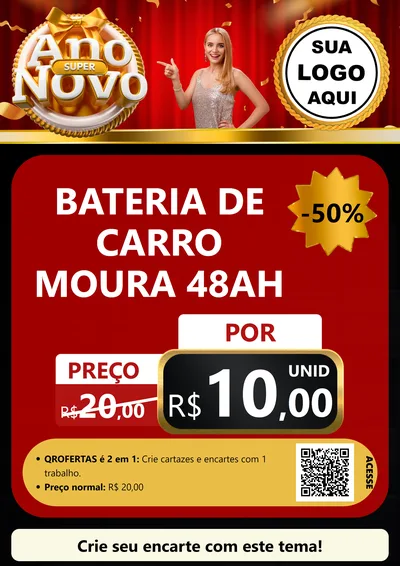 Modelo de Cartaz para Cartaz A4 Vertical com o tema Super Ano Novo para Baterias Elétricas
