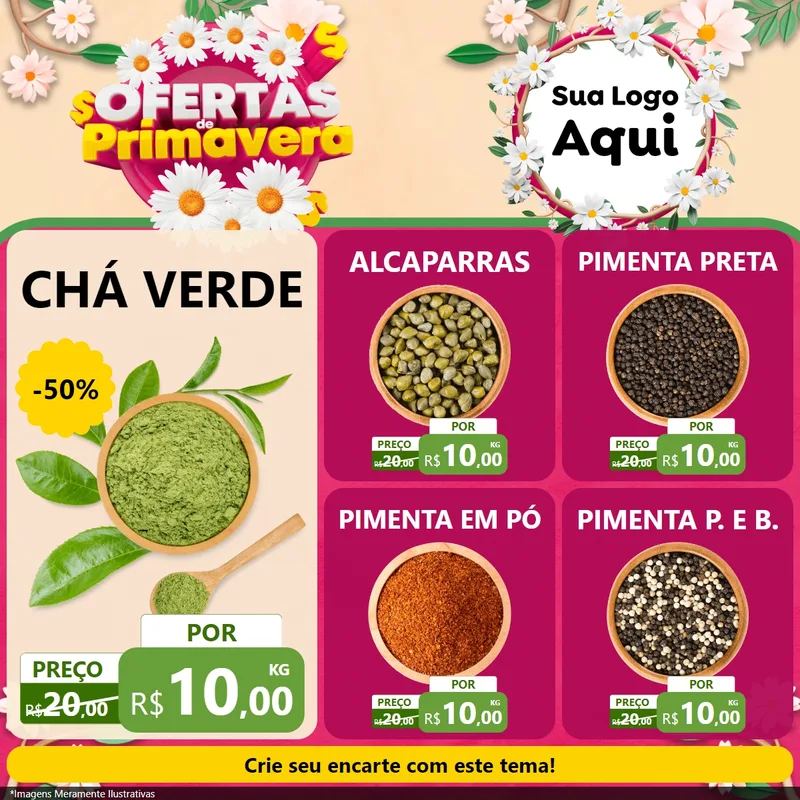 Modelo de Rede Social para Feed Facebook com o tema Ofertas de Primavera para Produtos Naturais