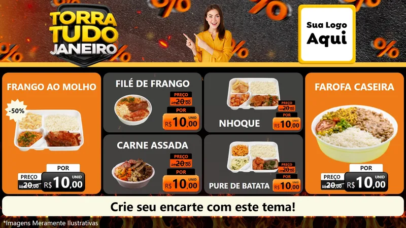 Modelo de TV para TV Horizontal com o tema Torra Tudo Janeiro para Restaurante