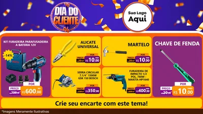 Modelo de TV para TV Horizontal com o tema Dia do Cliente para Maquinas e Ferramentas