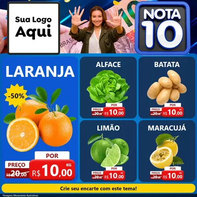 Modelo de Rede Social para Feed Facebook com o tema Nota 10 para Hortifrúti