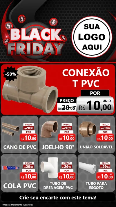 Modelo de Rede Social para Stories com o tema Black Friday para Tubos e conexões