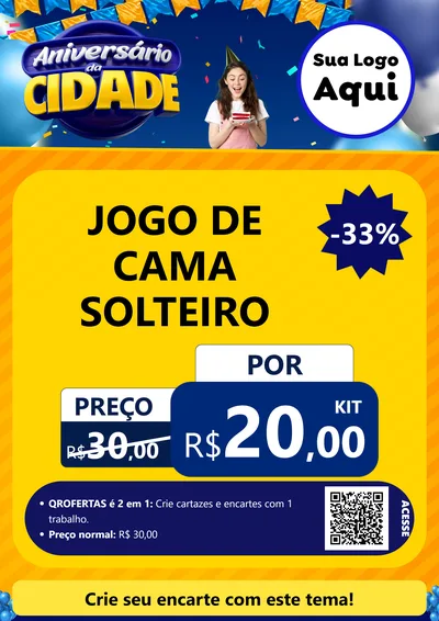 Modelo de Cartaz para Cartaz A4 Vertical com o tema Aniversário da Cidade para Cama, Mesa e Banho