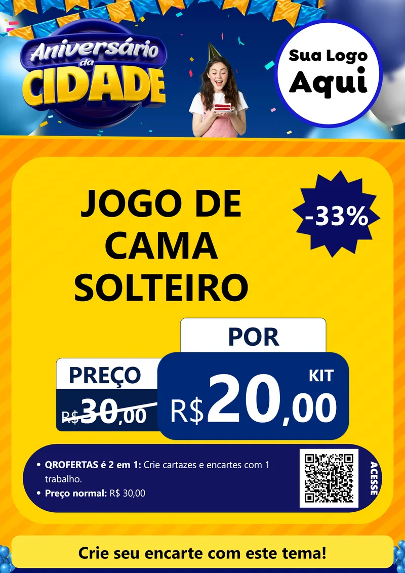 Modelo de Cartaz para Cartaz A4 Vertical com o tema Aniversário da Cidade para Cama, Mesa e Banho