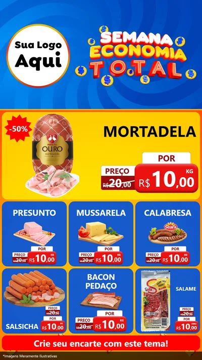 Modelo de Rede Social para Stories com o tema Semana Economia Total para Frios e Laticínios