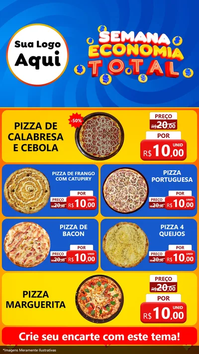 Modelo de TV para TV Vertical com o tema Semana Economia Total para Pizzaria