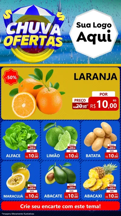 Modelo de Rede Social para Stories com o tema Chuva de Ofertas para Hortifrúti