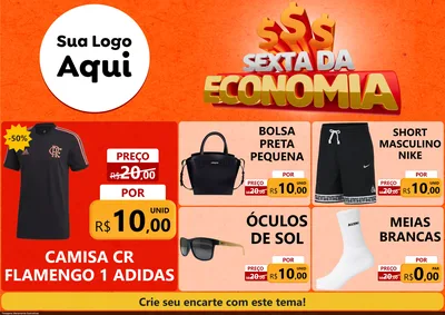 Modelo de Encarte para Encarte A4 Horizontal com o tema Sexta da Economia para Roupas e acessórios
