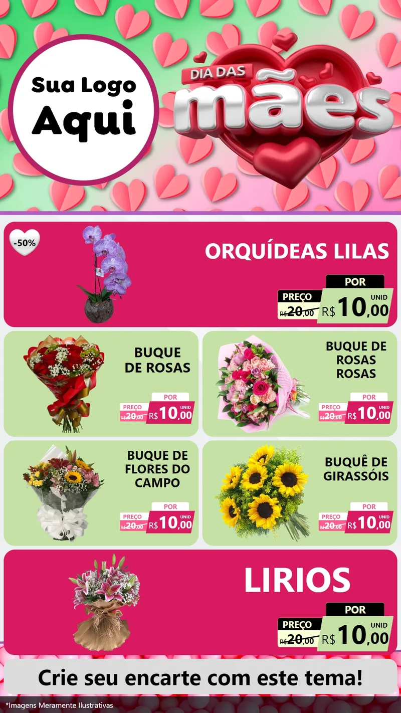 Modelo de TV para TV Vertical com o tema Dia das Mães para Floricultura e jardim