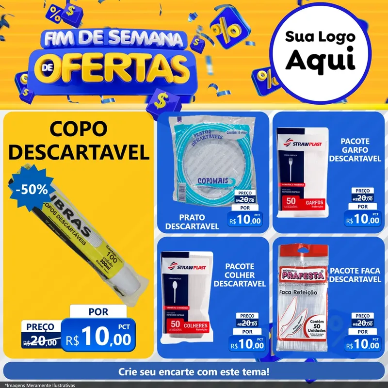 Modelo de Rede Social para Feed Facebook com o tema Fim de Semana de Ofertas para Embalagens