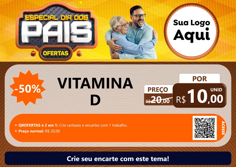 Modelo de Cartaz para Cartaz A4 Horizontal com o tema Especial Dia dos Pais para Farmácia