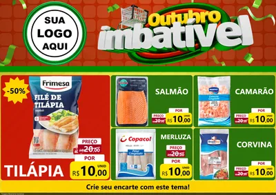 Modelo de Encarte para Encarte A4 Horizontal com o tema Outubro Imbatível para Peixaria
