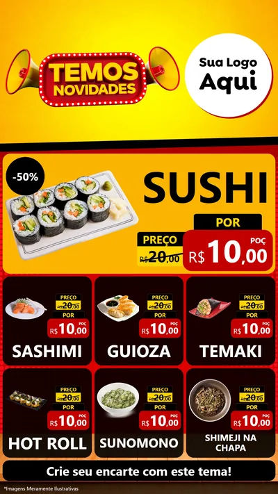 Modelo de Rede Social para Stories com o tema Temos Novidades para Comida japonesa