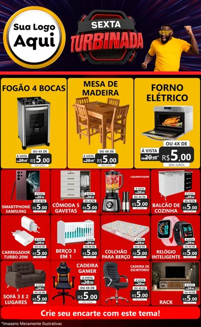 Modelo de Encarte para Encarte Grande com o tema Sexta Turbinada para Móveis e Eletro