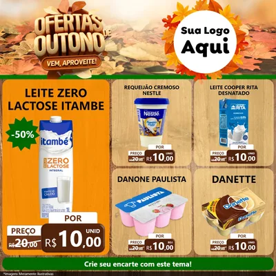 Modelo de Rede Social para Feed Facebook com o tema Ofertas de Outono - Vem, Aproveite! para Frios e Laticínios