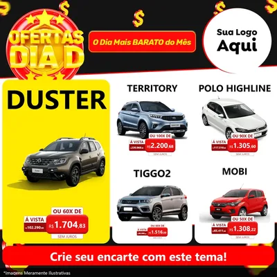 Modelo de Rede Social para Feed Facebook com o tema Dia D para Concessionaria de Carros