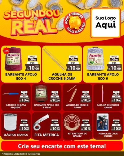 Modelo de Rede Social para Feed Instagram com o tema Segundou do Real para Armarinho e Aviamentos