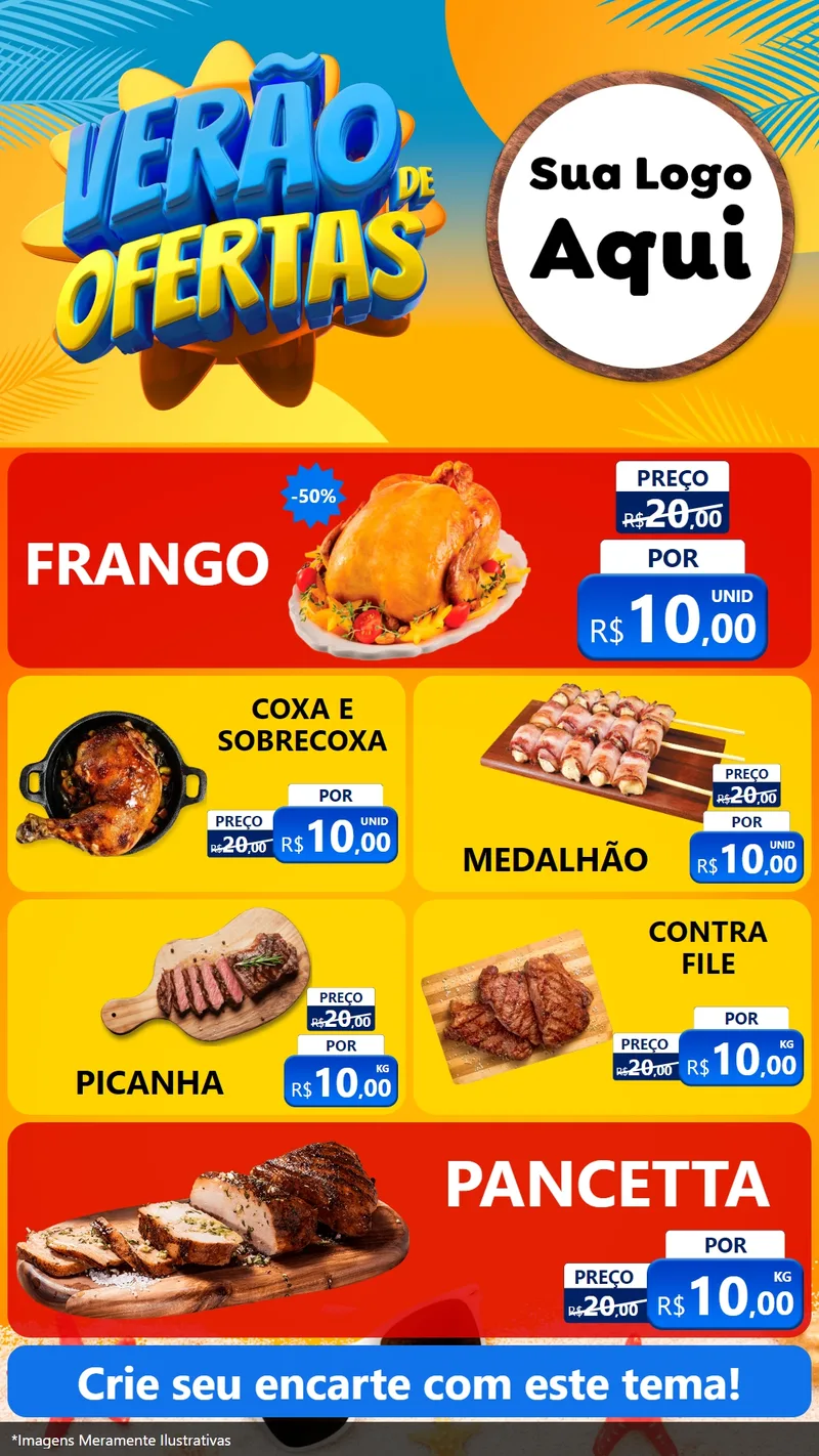Modelo de TV para TV Vertical com o tema Verão de Ofertas para Assados